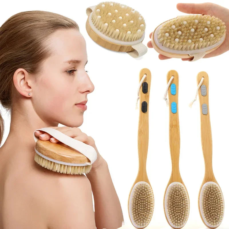 LumaBrush – Wooden Long Handle Body Brush for Gentle Exfoliation